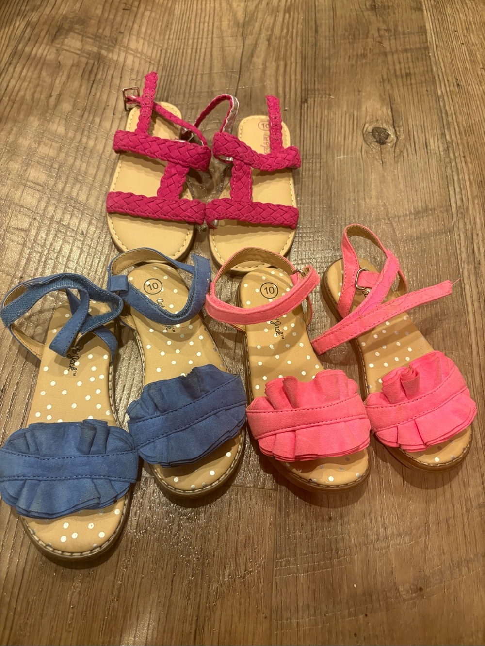 Cat & Jack Girls Sandal Bundle - Hot Pink & Blue